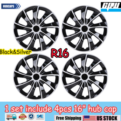 Set Of 4 Snap-On Full Hub Caps Wheel Covers For 16-Inch Tires & Steel Rims