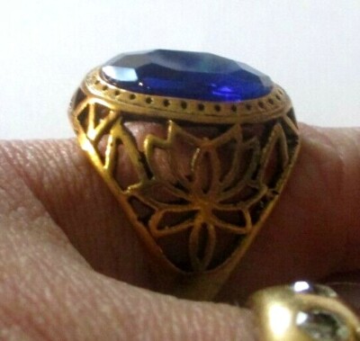 Bague Flamenco 3120 or jaune, topaze bleue et résine saphir
