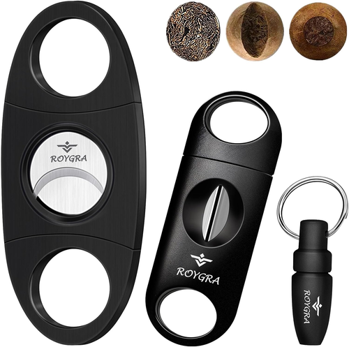 Roygra Cigar Cutter Set, Guillotine, Enlarge V-Cut Fit All Cigar Sizes, Cigar Pu