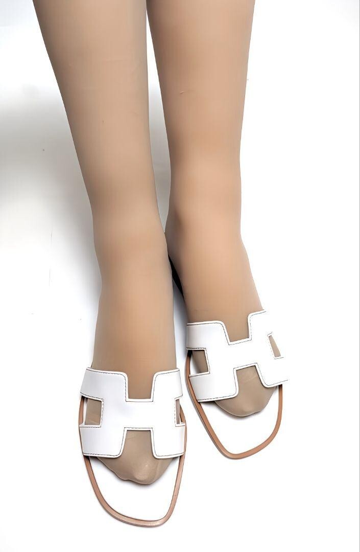 Unused Authentic HERMES Oran Sandals size35.5 Calfskin White