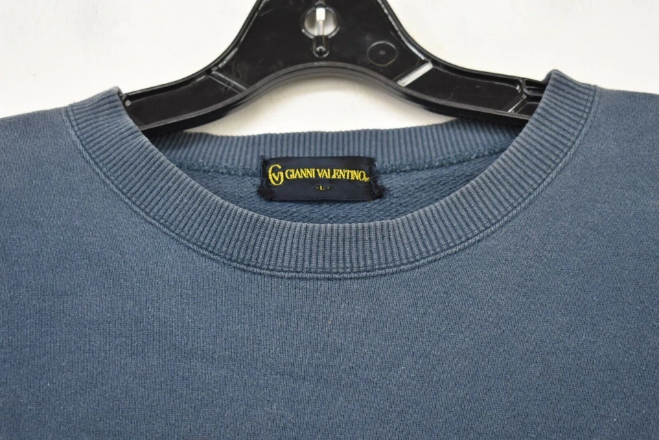Sudadera Gianni Valentino Adulto Azul Cuello Redondo Mangas Largas Algodón Ribete Acanalado L Foto 3 de 4