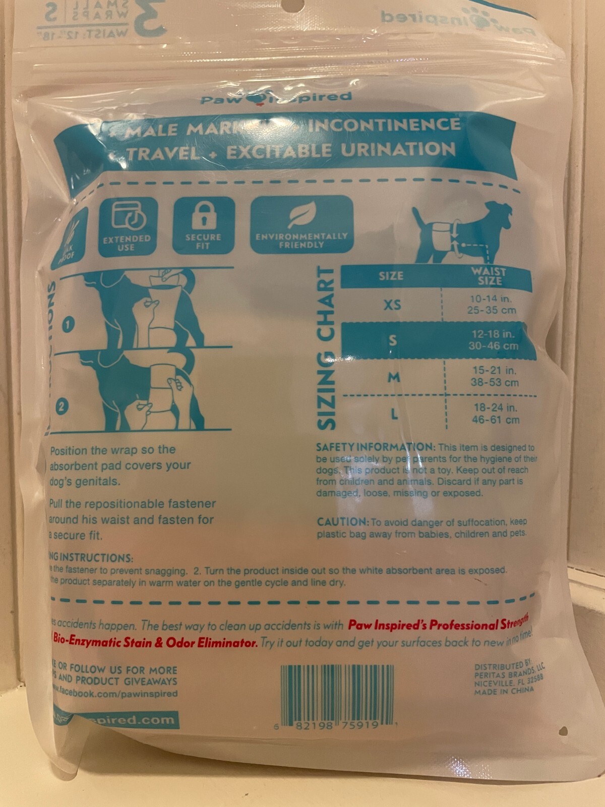 PAW INSPIRED Ultra Protection Washable Male Wraps Reusable Belly Bands 3 Count