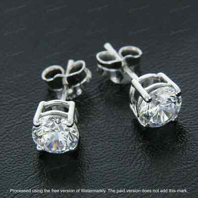 1Ct Round Lab Created Diamond Solitaire Stud Earrings 14k White Gold Over