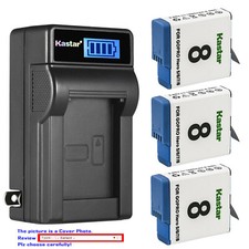 Kastar Battery LCD Wall Charger Replace Genuine Gopro AHDBT-801 Hero 8 HD Black