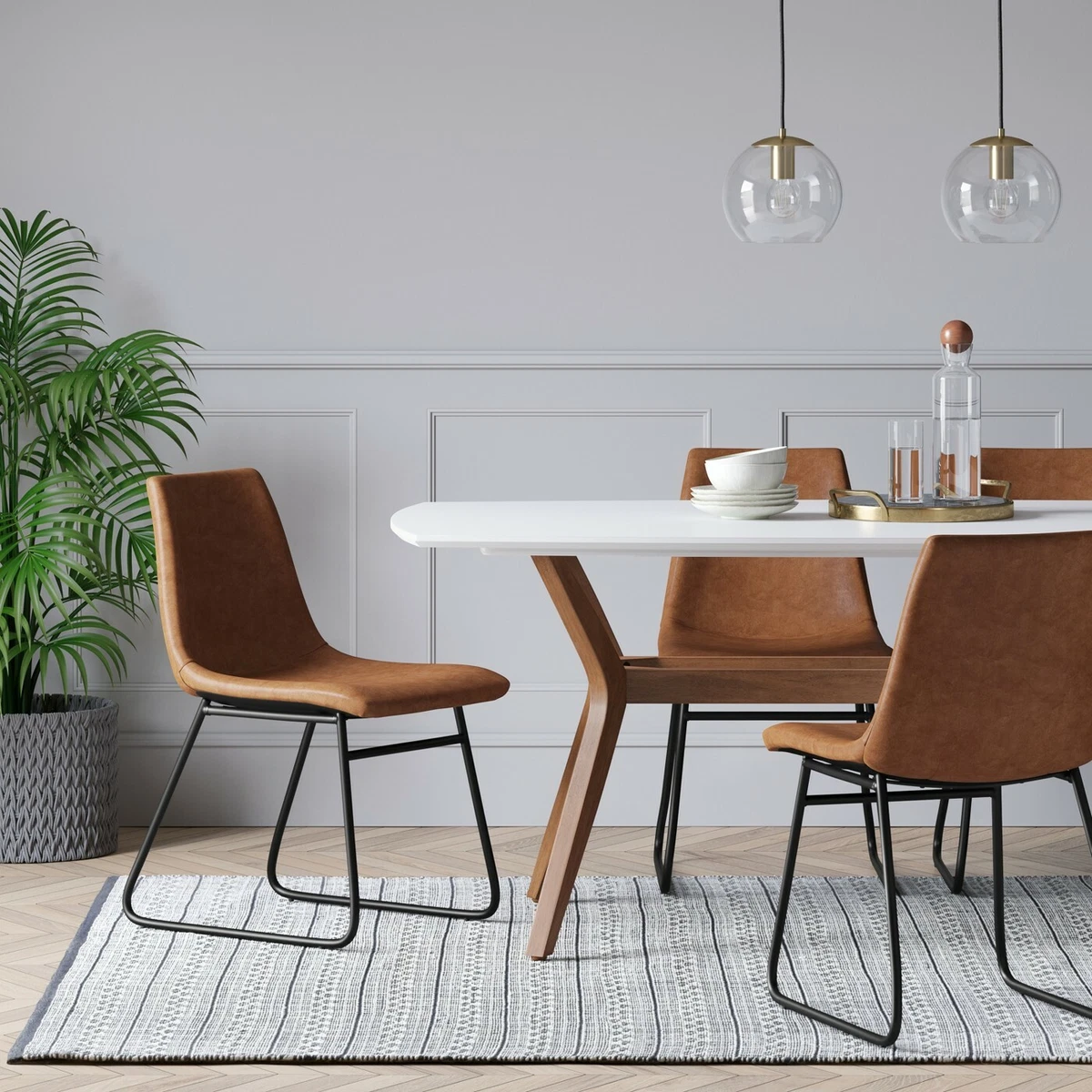 2pk Bowden Faux Leather and Metal Dining Chair Caramel eBay