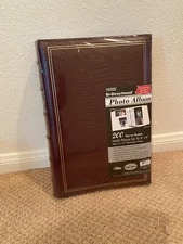 Sealed new brown leather Pioneer bi-directional photo album 200 pockets
