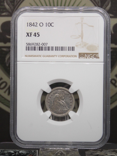 1842 "O" Seated Liberty Silver Dime 10c NGC XF45 #007 Extra Fine ECC&C, Inc. - Picture 3 of 5