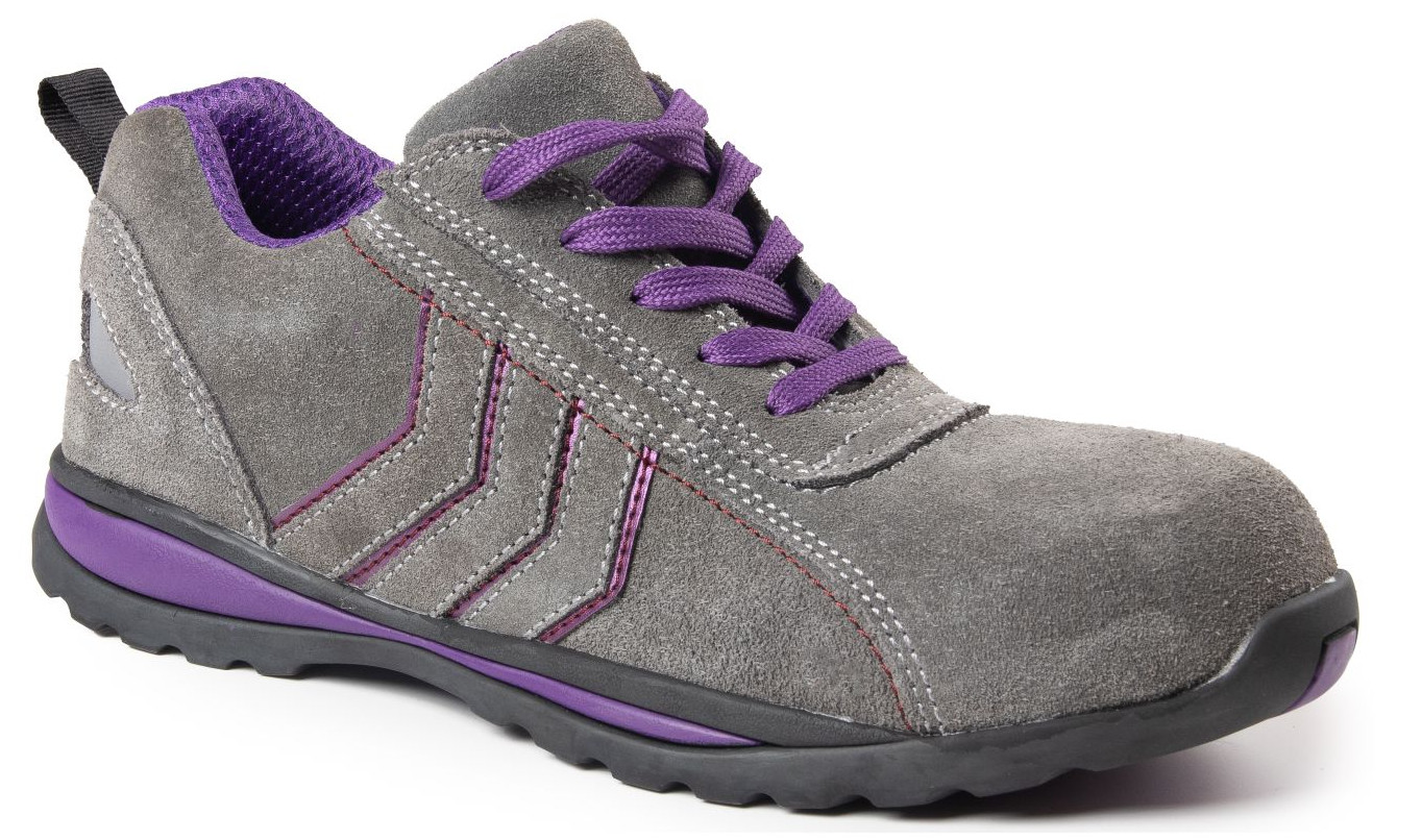 Chaussure de travail légère et antidérapante violette avec embout composite