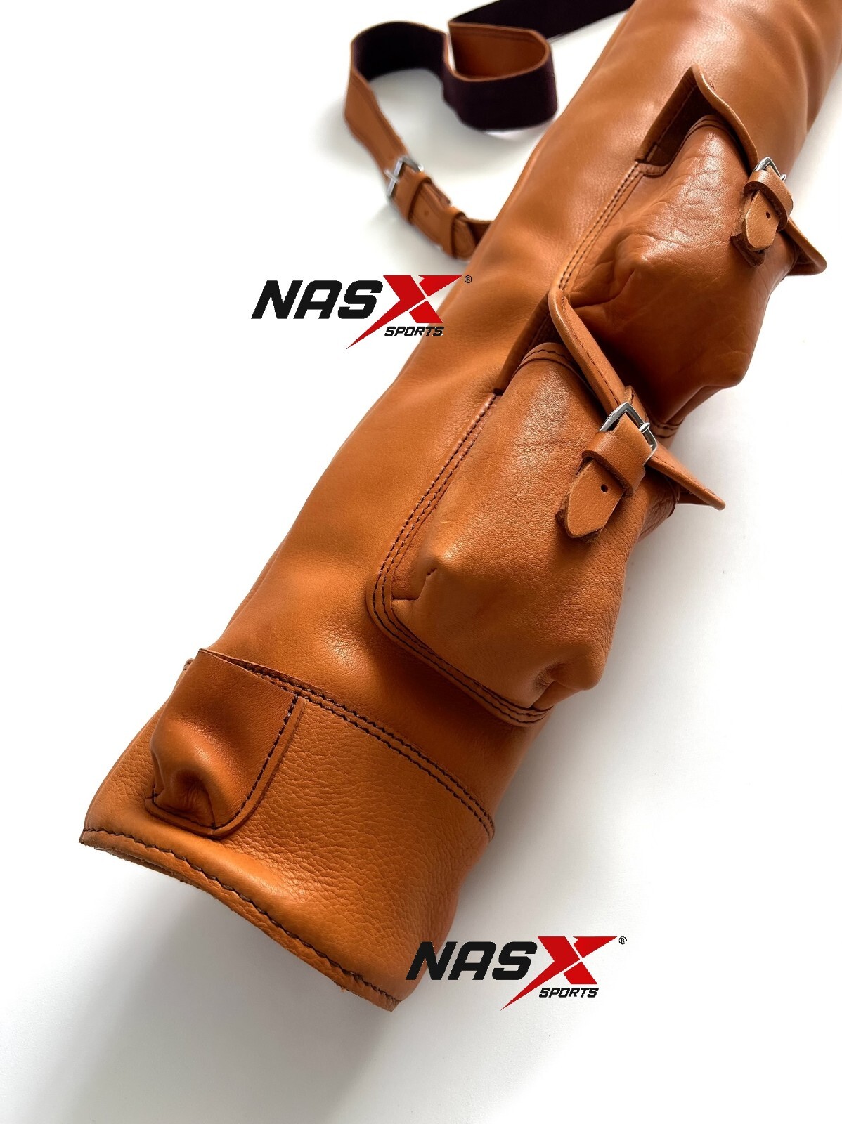 Genuine Tan Leather Golf Bag Vintage Finish Two Pockets Premium Quality