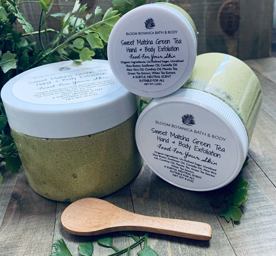 Sugar Scrub Sweet Matcha & Green Tea  | Large 10 OZ  | Shea Butter | Bath & Body - Image 2 of 4