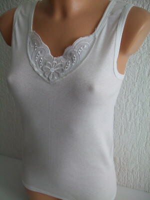 Women's undershirt 4 pieces white with lace size 36/38 armpit shirt underwear
