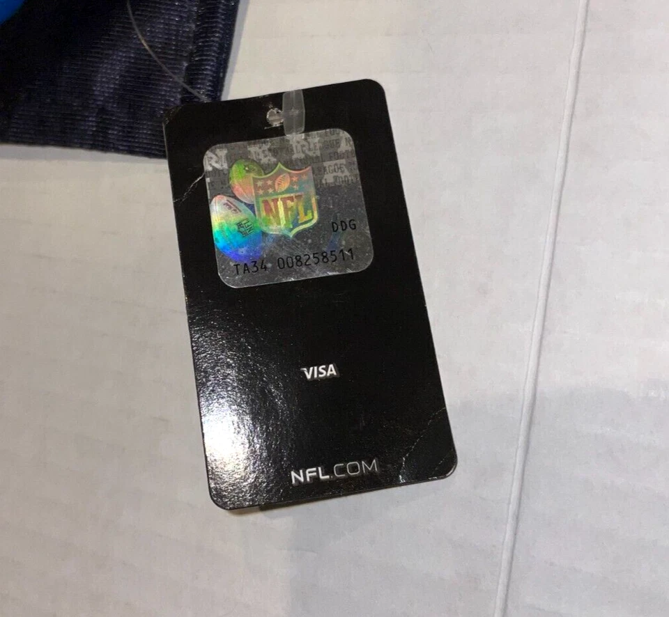 CAROLINA PANTHERS LOGOTIPO AZUL con TEXTO 11X14 blanco bandera de coche GENUINO NFL con licencia EE. UU. Foto 4 de 4