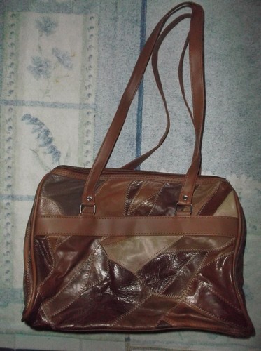 Sac à Main Vintage Marron En Simili Cuir - Occasion Bon État