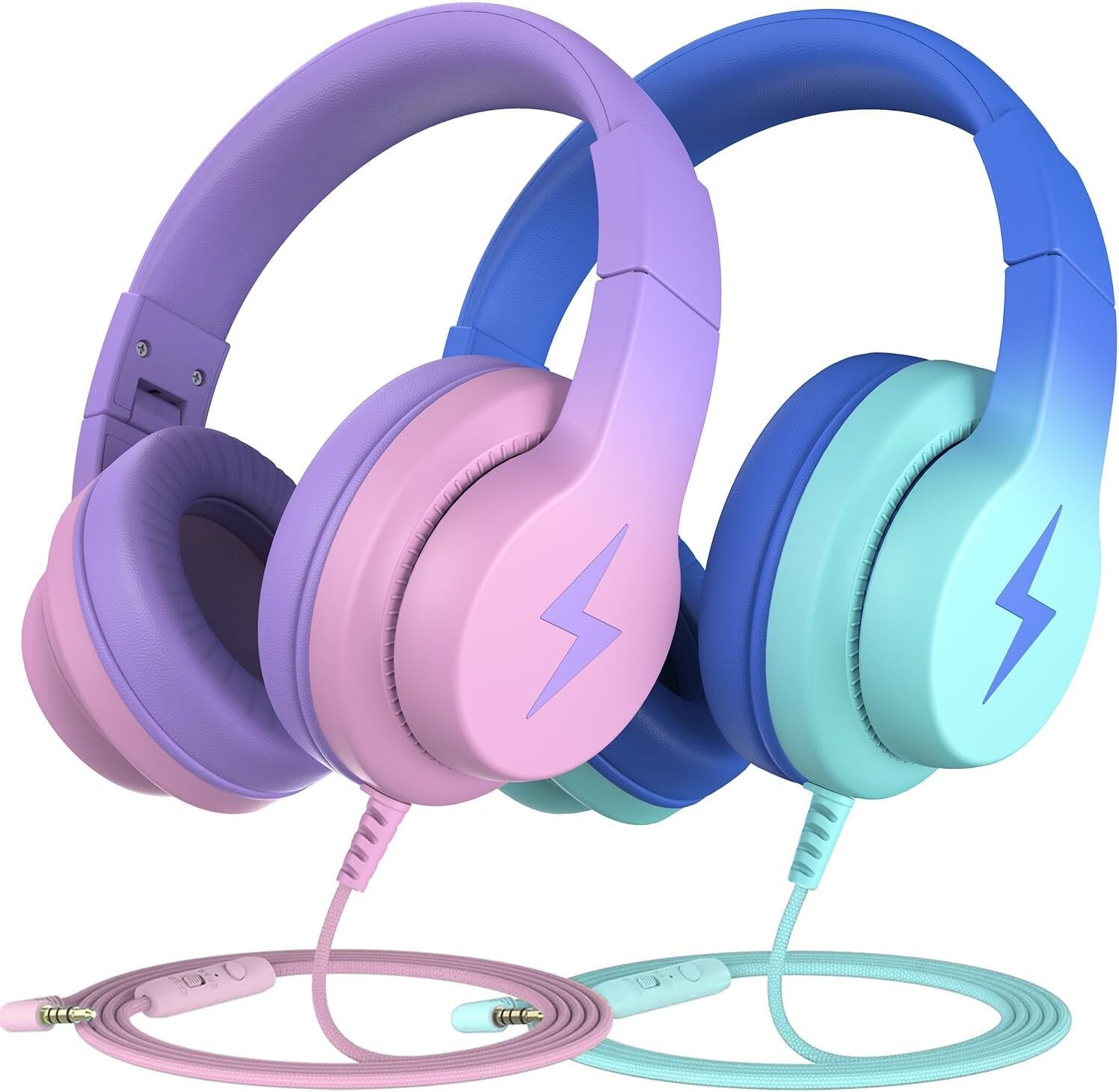 Candy Bila Kids Wired Headphones with Mic Over Ear Safe Volume for Children