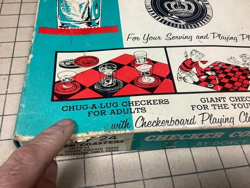 Vintage complete CHECKERS COASTERS 33" BY 33" each checker holds a drink - Picture 3 of 4
