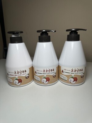 Kwailnara Welcos COCONUT Milk Body Lotion & Cleanser Set of 3 bottles NEW