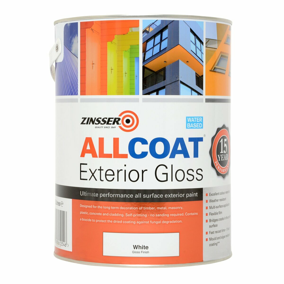 Zinsser Allcoat Multi-Surface Self-Primer Exterior 15 Year Wb Gloss White 1L - Image 4