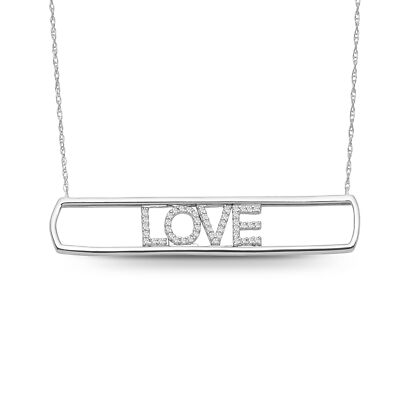 925 Sterlingsilber 1/5 ctw Diamant Stab Liebe Halskette Seil Kette 18''