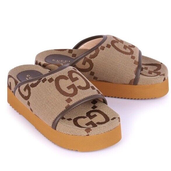 GUCCI Women's Jumbo GG Supreme Platform Slide Sandals EU 37 GUCCI Women's Jumbo GG Supreme Platform Slide Sandals EU 37
