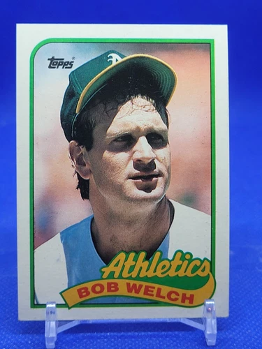 1989 TOPPS BOB WELCH ERROR BASEBALL CARD NM # 605A (MISSING LINE ON BACK) 
