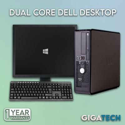 VOLLSTÄNDIGER DELL DESKTOP TOWER Intel Dual Core PC + Windows 10 + Zubehör + WiFi