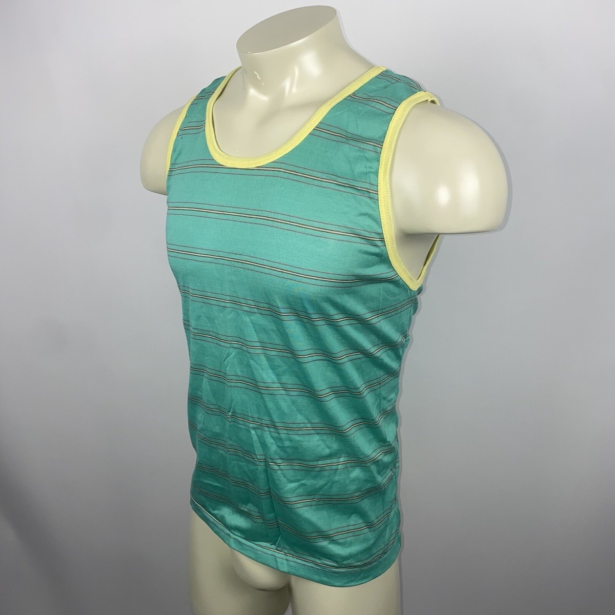 Vintage 60s 70s Tank Top Shirt Mens Large Harvey Striped