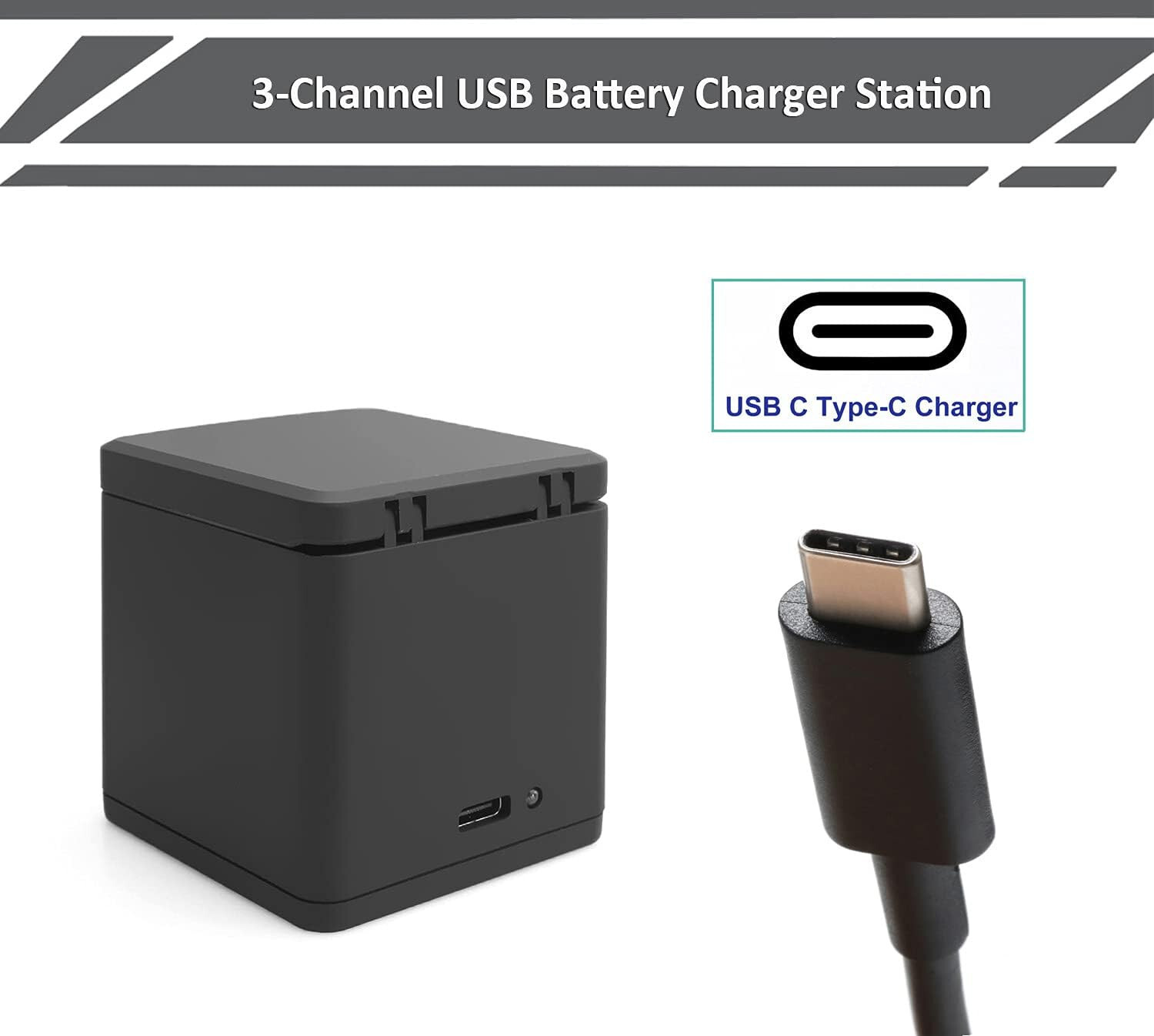 2Pack Battery For GoPro Hero 12 Black with 3 Channel Battery Charging Station