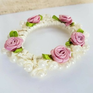 Floral And Beaded Hair Elastic Wedding Hair Flower Girl