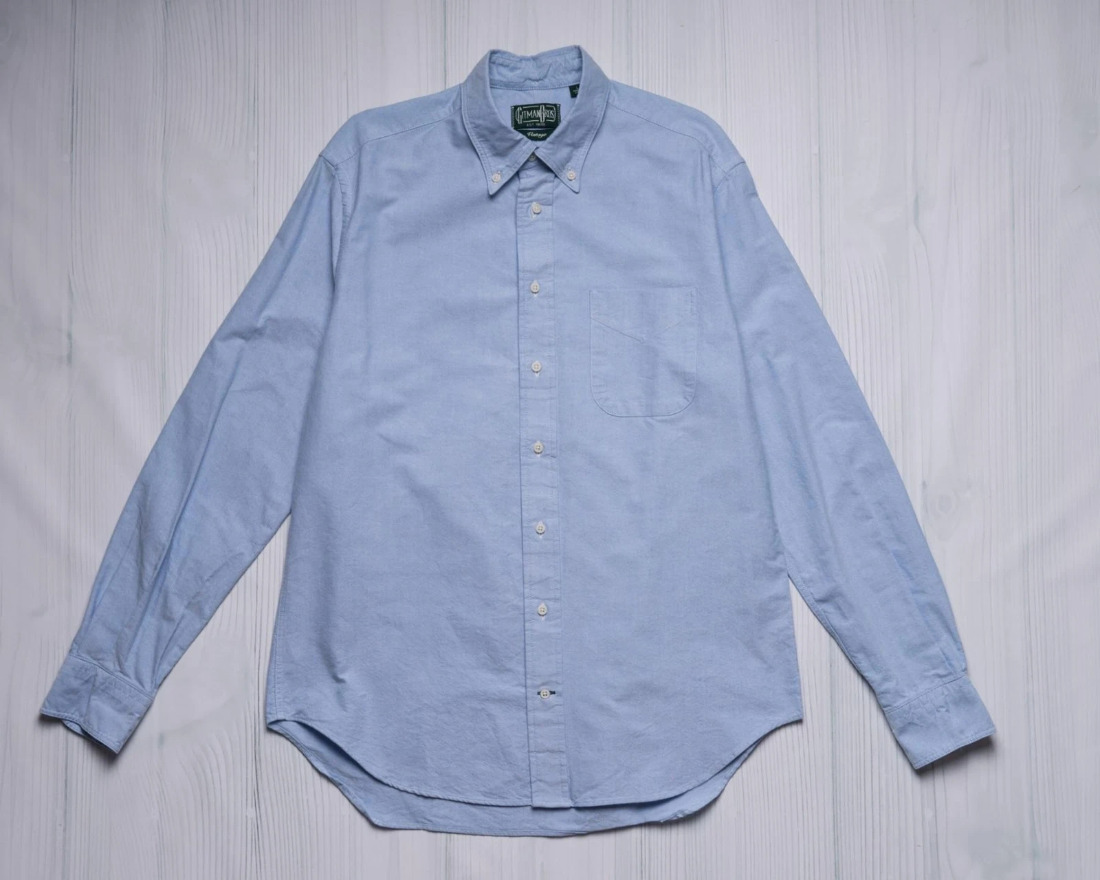Gitman Vintage NWT $235 Blue Oxford Button Down Collar 100% Cotton Shirt XXL