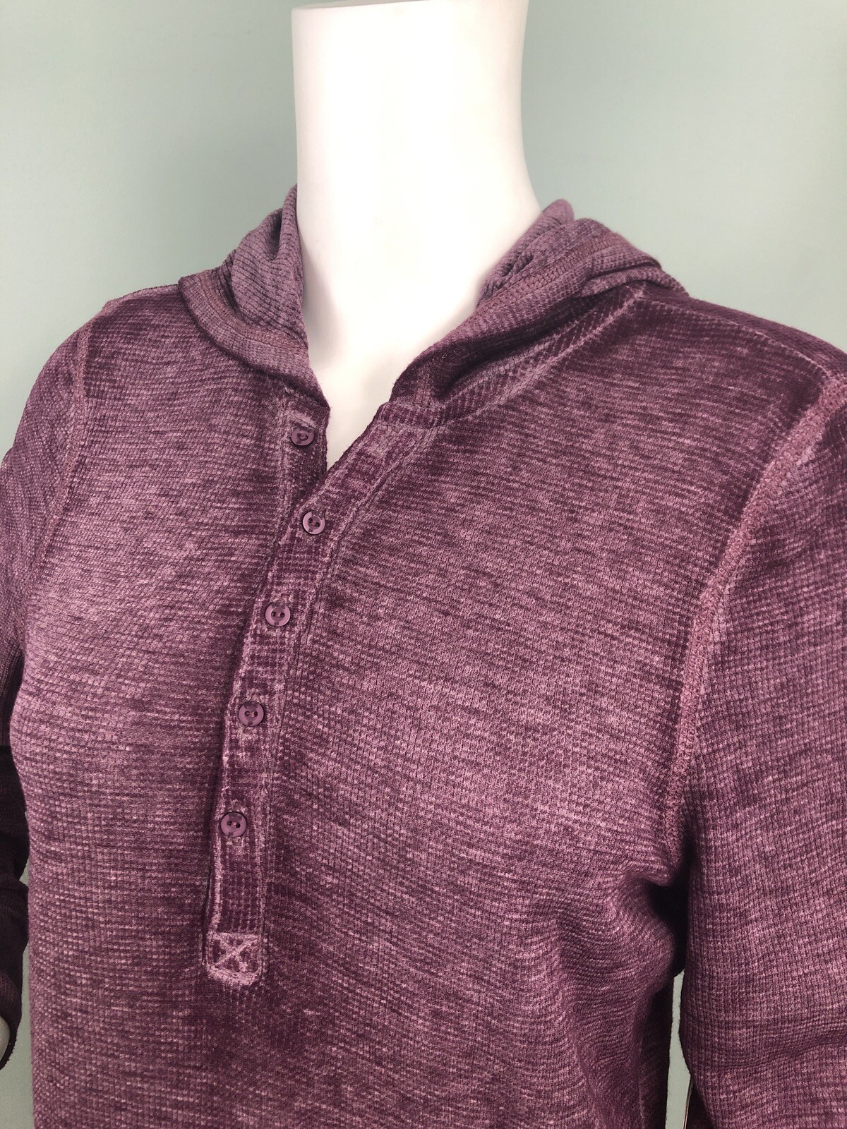 Felpa donna Fila L S viola pullover maglia waffle con cappuccio taglia small nuova con etichetta