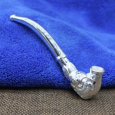 Tubo filtro portasigarette drago ottone "placcato argento" regalo