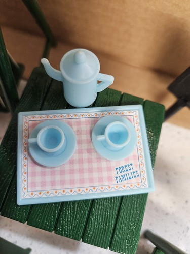 Sylvanian Forest Families Lot Table Chairs Tea Set Swing Bed Blackboard Bookcase - Picture 5 of 17