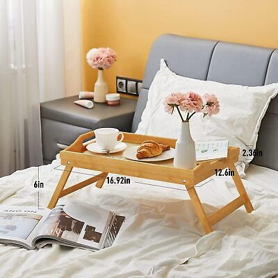 2 Pack Bed Trays for Eating, 16.92 x 12.6 Inch Table Tray 1-bamboo 2