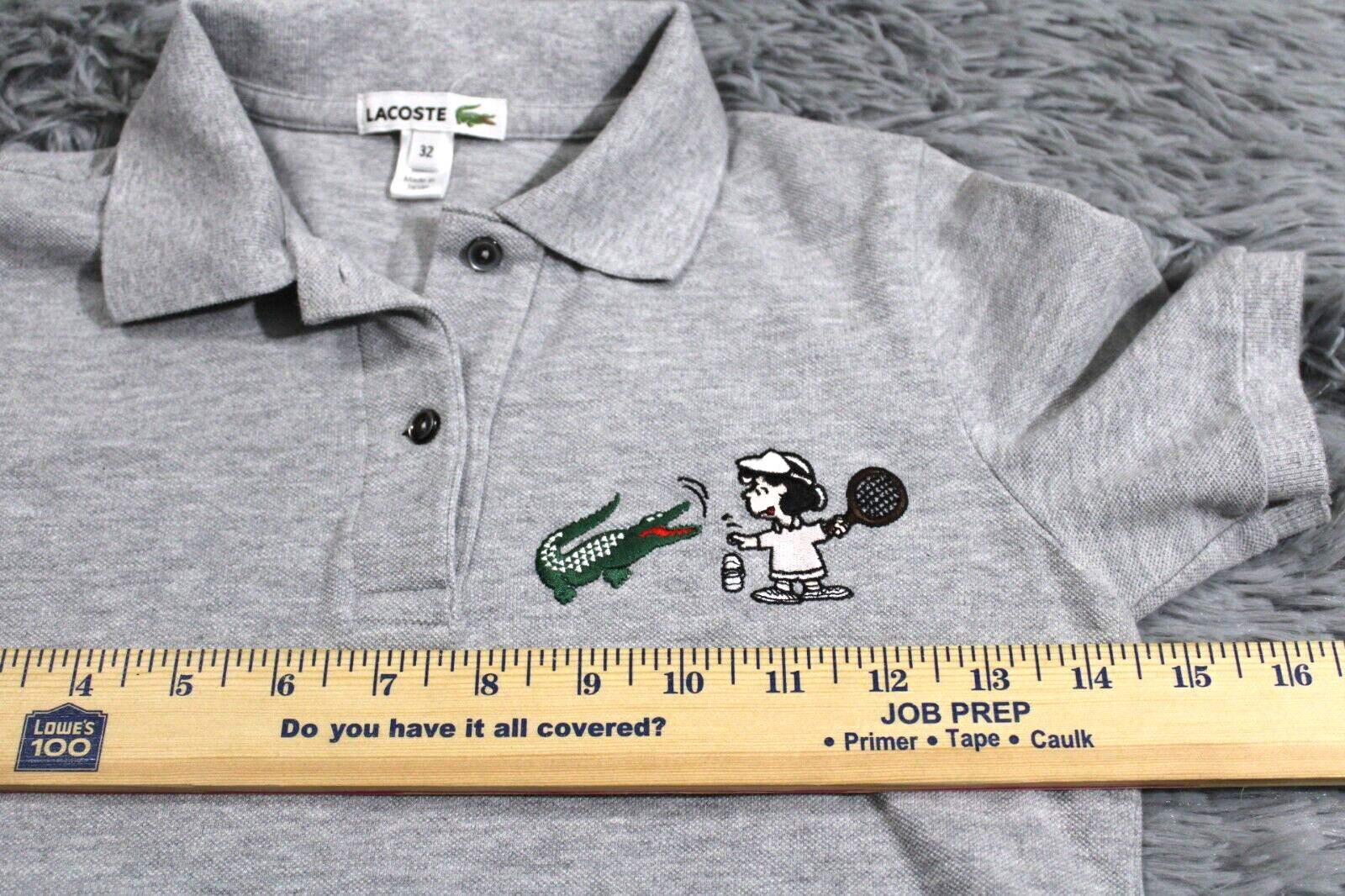 Lacoste x Peanuts Lucy Polo Shirt Womens XS 32 Gray Tennis Japan Short Sleeve thumbnail 8