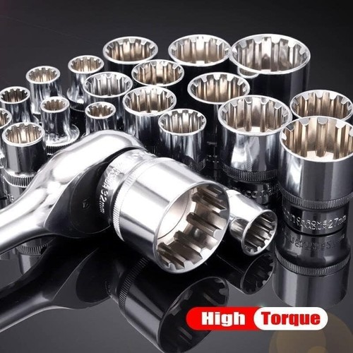 Spline Socket Set 1/2 Drive Universal Metric 8 32Mm 12 Point Cr V Socket Set - Picture 3 of 8