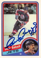 Dave Babych autographed Hockey Card (Winnipeg Jets, 67) 1984 O-Pee-Chee #334