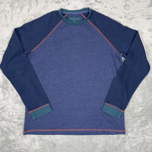 Carbon 2 Cobalt Mens Exposed Stitching Long Sleeve Shirt- Size L - EUC