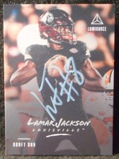 2018 Lamar Jackson Luminance Rookie SSP BLUE INK AUTO....( 5 OR LESS )....Ravens