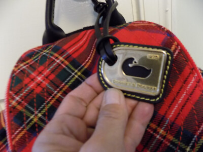 Dooney & Bourke Plaid Canvas & Leather Backpack With Tassel Accents Dooney & Burke Red Plaid Scottish Canvas Leather Tassels  main image 2