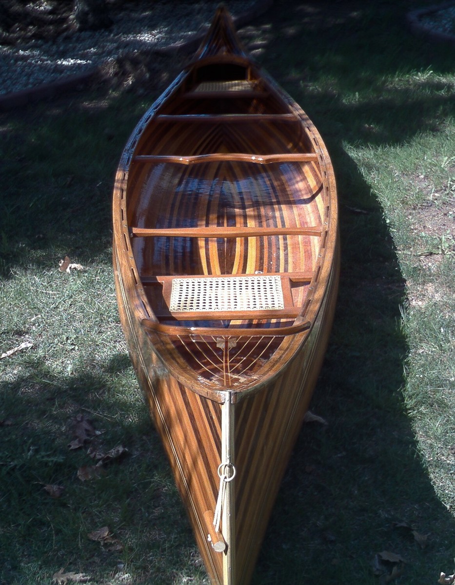 Wood Strip Built Canoe 17' L Wooden Boat without RIBS - Custom