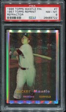 PSA 8 NM MINT 1996 TOPPS FINEST MICKEY MANTLE 1957 #7 YANKEES REFRACTOR B176