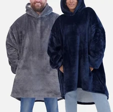 The Wayy Unisex Big Plush Lined Over-Sized Hoodie Choose GRAY or BLUE One Size