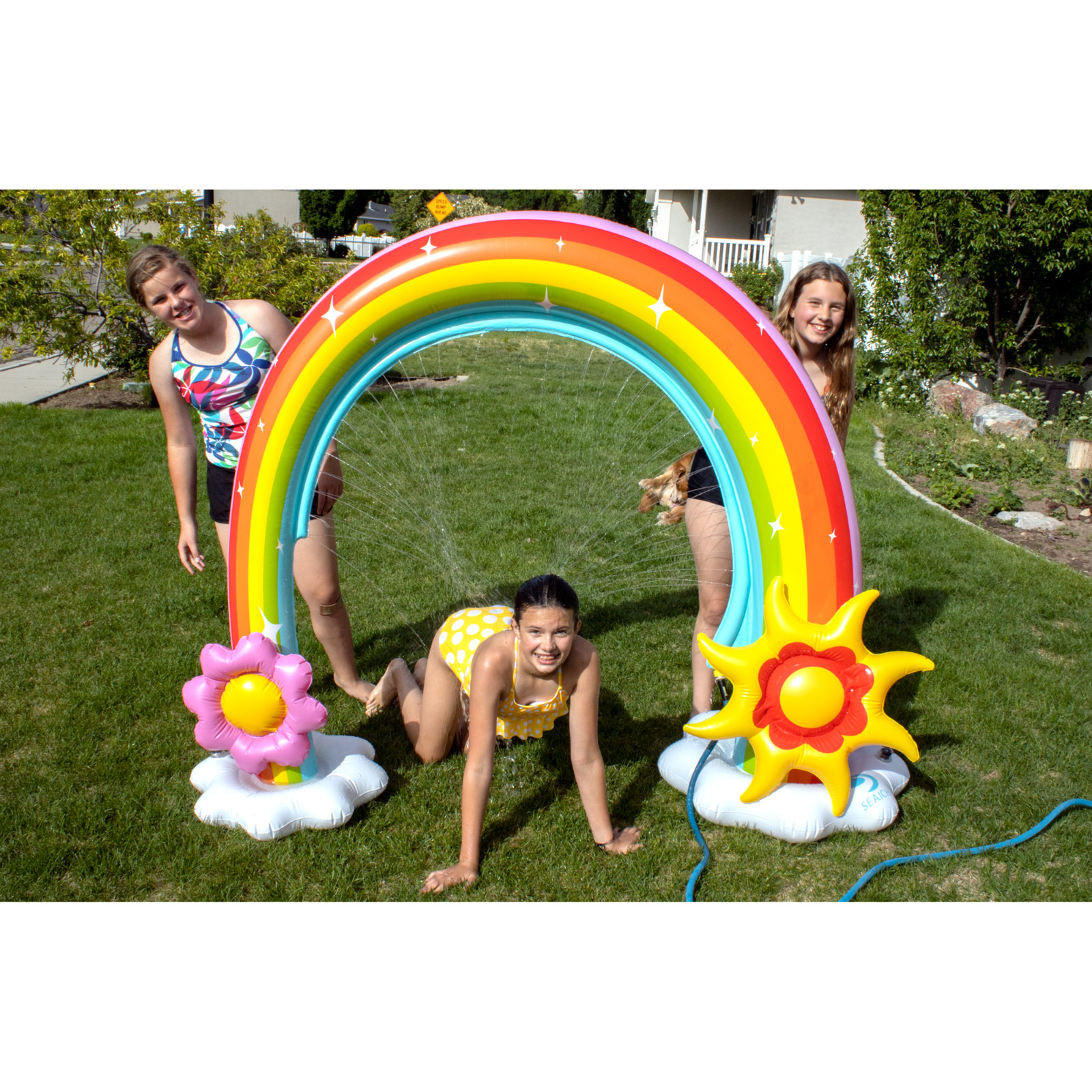 Rainbow JUMBO Inflatable Puncture Resistant Water Sprinkler Outdoor Summer Party