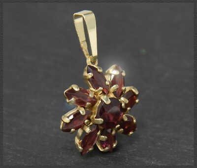 Vintage 3,40ct Damen Granat Gold Anhänger, Handarbeit um 1970 aus 585  Gelbgold