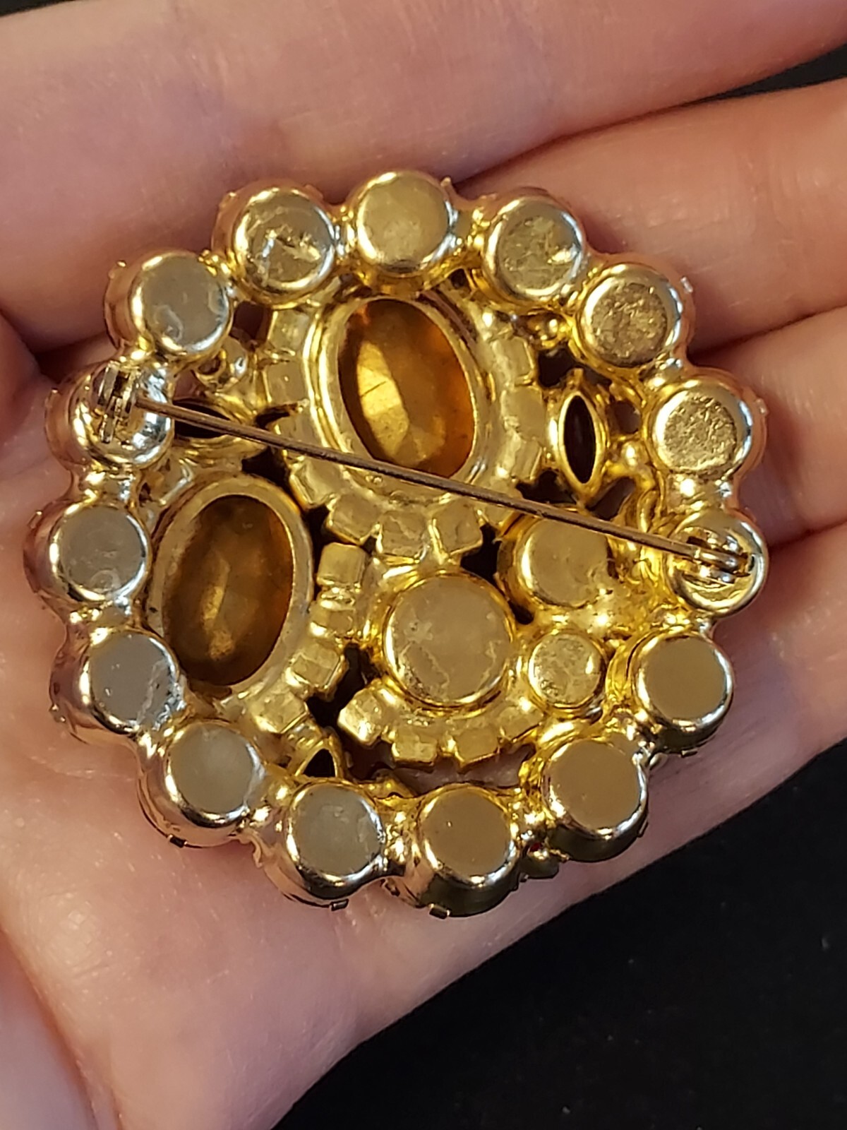 Vintage Signed JULIANA Red & Pink Rhinestone Brooch Pin Molded Glass