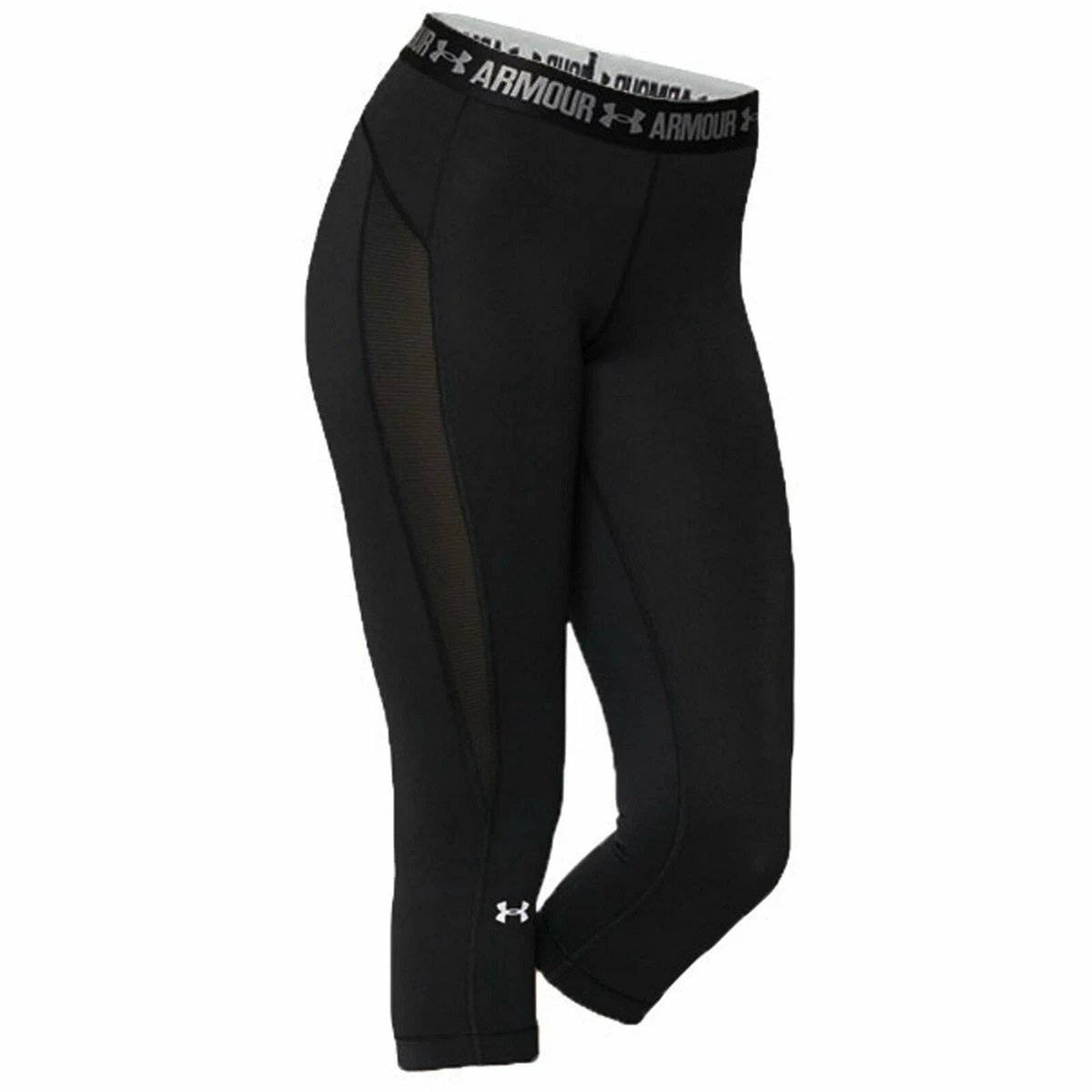 Under Armour Womens Heatgear Capri Leggings Gym Mesh Tight Black 1271790 001