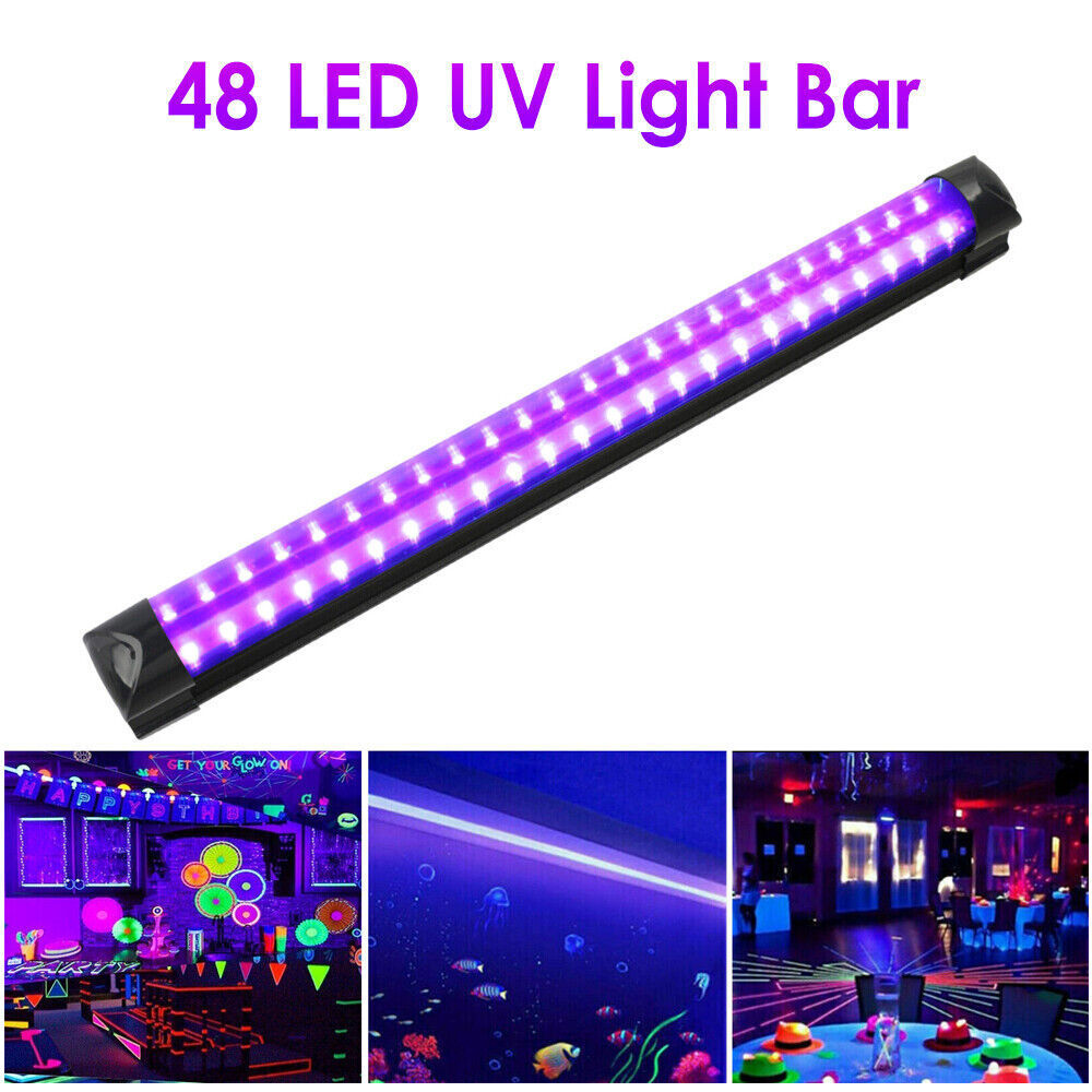 48LED UV Black Light Bar Fixtures Ultraviolet Lamp Strip US Plug DJ Party Club