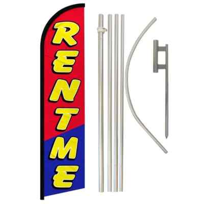 Rent Me Windless Full Curve Advertising Real Estate Banner Flag & Pole Kit