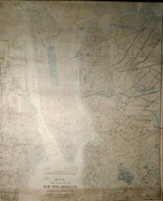 MAP OF THE CITIES OF NEW YORK, BROOKLYN, LONG ISLAND CITY 1890 Very Good 25x21