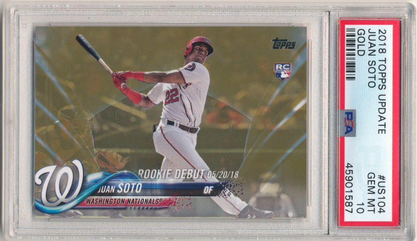Juan Soto 2018 Topps Update #US104 Gold Rookie Debut - PSA 10